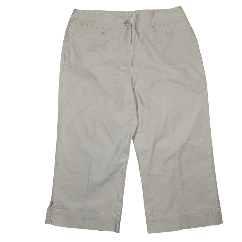 Woolrich Capri Pants Womens 10 Stone Beige Cropped Stretch Cotton Twill Solid